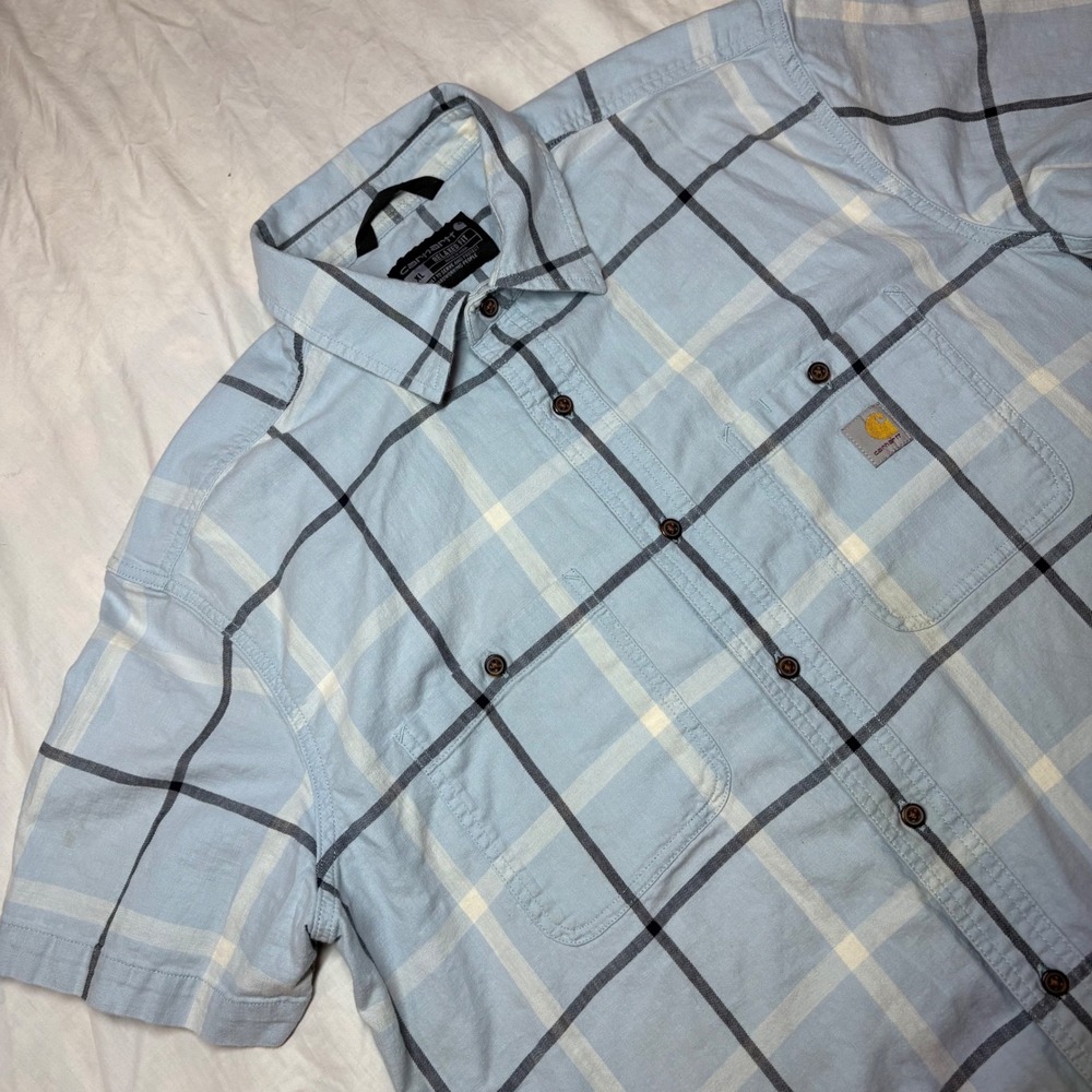 Carhartt Relaxed Fit Plaid Short Sleeve Button Up Shirt Men's XL